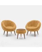 Ensemble fauteuil à oreilles et table à café Lida Wellsoft brun - 3 pièces