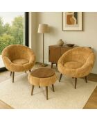 Ensemble fauteuil à oreilles et table à café Lida Wellsoft brun - 3 pièces