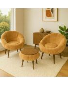 Ensemble fauteuil à oreilles et table à café Lida Wellsoft brun - 3 pièces