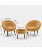 Ensemble fauteuil à oreilles et table à café Lida Wellsoft brun - 3 pièces