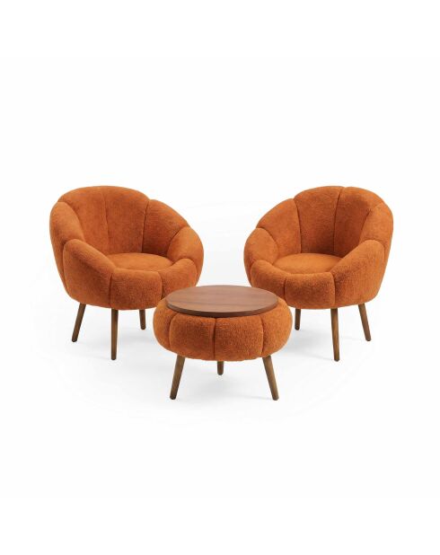 Lida Wellsoft Set aus Ohrensessel und Couchtisch, 3-teilig, orange