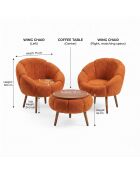 Lida Wellsoft Set aus Ohrensessel und Couchtisch, 3-teilig, orange