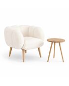 Witte set met vleugelstoel en bijzettafel Lotus - 70x94x42 cm/45x45 cm
