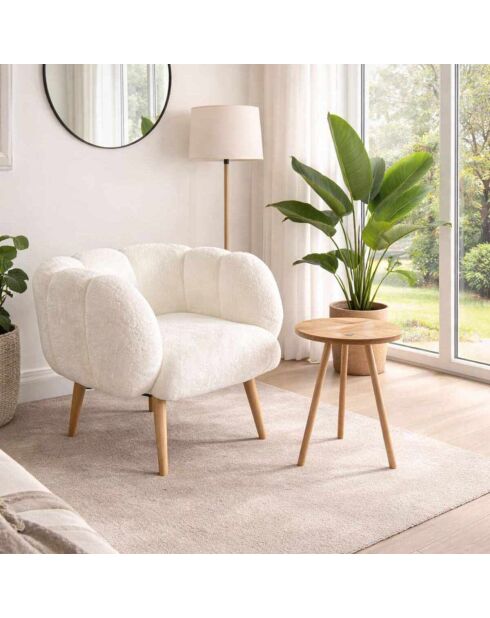 Witte set met vleugelstoel en bijzettafel Lotus - 70x94x42 cm/45x45 cm