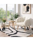Witte set met vleugelstoel en bijzettafel Lotus - 70x94x42 cm/45x45 cm