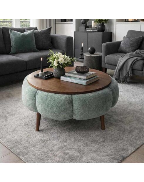 Papatya 60 salontafel groen/walnoot - 60x44 cm