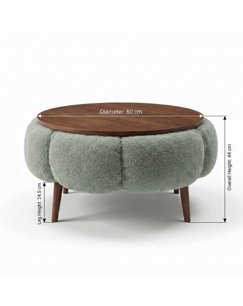 Papatya 60 salontafel groen/walnoot - 60x44 cm