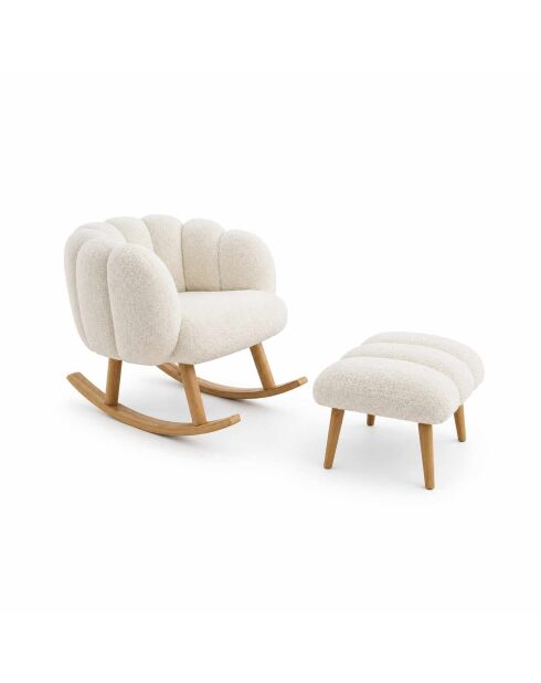 Set aus Ohrensessel und Sitzsack Lotus, 70 x 94 x 42 cm/45 x 45 cm, Weiß