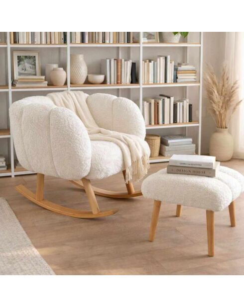 Set aus Ohrensessel und Sitzsack Lotus, 70 x 94 x 42 cm/45 x 45 cm, Weiß