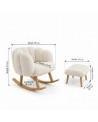 Set aus Ohrensessel und Sitzsack Lotus, 70 x 94 x 42 cm/45 x 45 cm, Weiß
