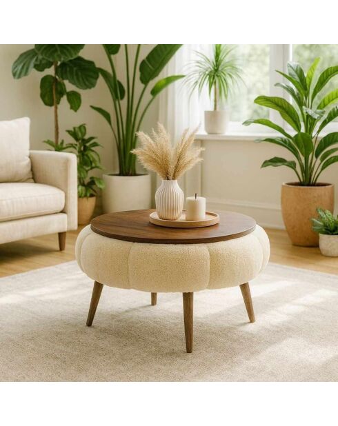 Papatya 60 Couchtisch in Creme/Nussbaum, 60 x 44 cm