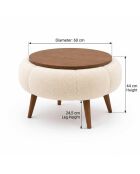 Papatya 60 Couchtisch in Creme/Nussbaum, 60 x 44 cm