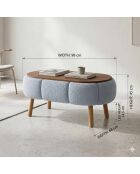 Grauer Couchtisch Papatya - 98x45x68 cm