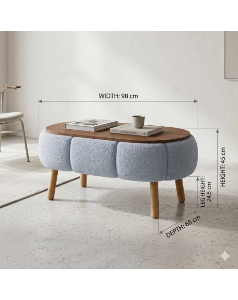 Grijze salontafel Papatya - 98x45x68 cm