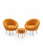 Ensemble fauteuil à oreilles et pouffe Lida Wellsoft orange - 3 pièces