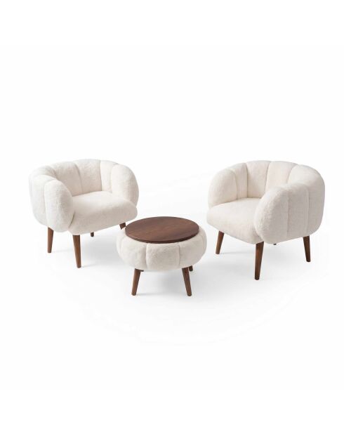 Lotus Wellsoft witte set met vleugelstoelen en salontafel - 3 stuks