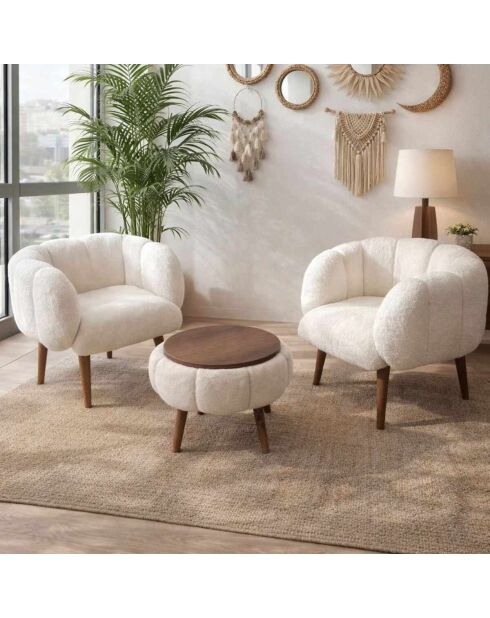 Lotus Wellsoft witte set met vleugelstoelen en salontafel - 3 stuks