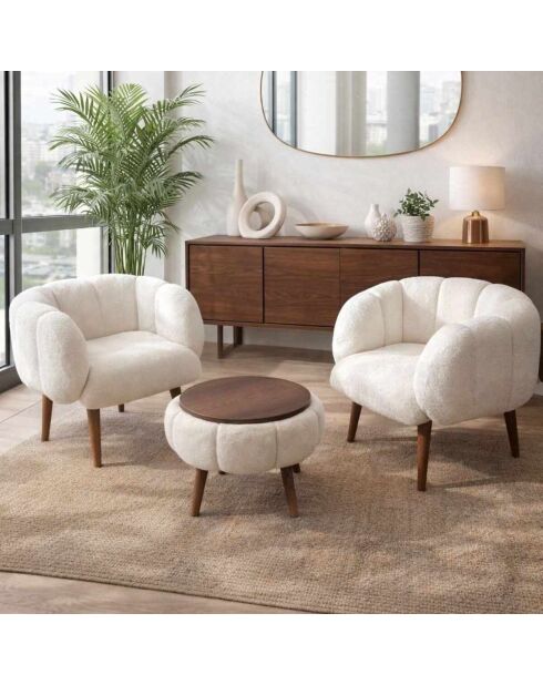 Lotus Wellsoft witte set met vleugelstoelen en salontafel - 3 stuks