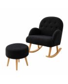 Ensemble fauteuil à oreilles et pouffe Dügmeli noir - 80x85x65 cm/45x50 cm