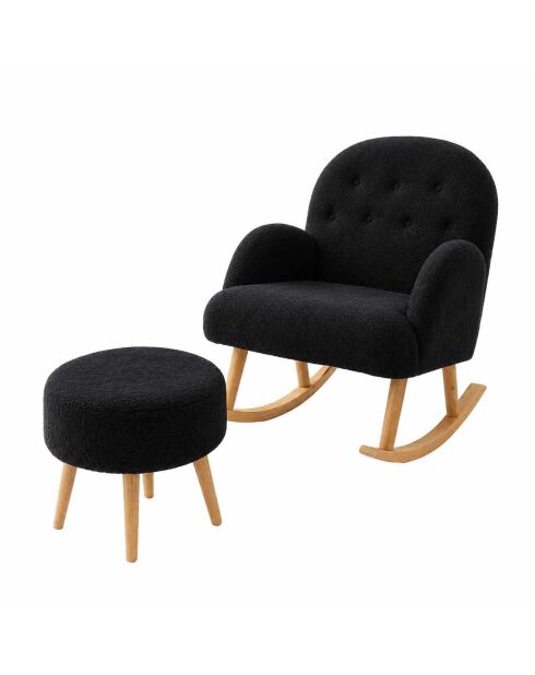 Set poltrona e pouf neri Dügmeli - 80x85x65 cm/45x50 cm