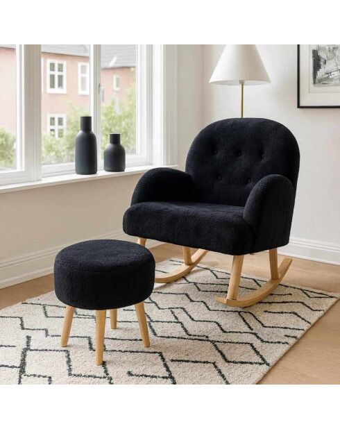 Set poltrona e pouf neri Dügmeli - 80x85x65 cm/45x50 cm