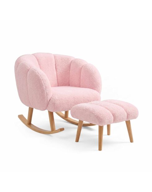 Set de sillón y puf con alas Lotus rosa, 70 x 94 x 42 cm/45 x 45 cm