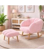 Set de sillón y puf con alas Lotus rosa, 70 x 94 x 42 cm/45 x 45 cm