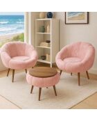 Juego de sillón y mesa de café rosa Lida Wellsoft, 3 piezas