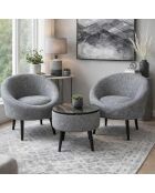 Lida Linen Set aus grauem Ohrensessel und Couchtisch, 3-teilig