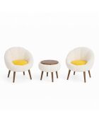 Lida Linen witte set met vleugelstoelen en salontafel - 3 stuks