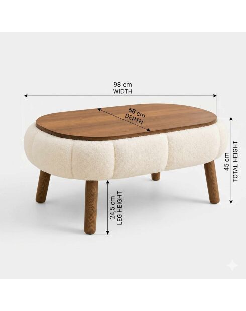 Tavolino Papatya bianco - 98x45x68 cm