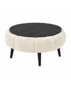 Papatya 60 Couchtisch aus cremefarbenem und schwarzem Marmor - 60x44 cm