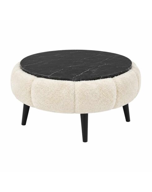 Papatya 60 Couchtisch aus cremefarbenem und schwarzem Marmor - 60x44 cm