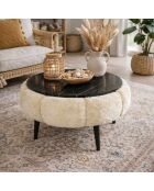 Papatya 60 Couchtisch aus cremefarbenem und schwarzem Marmor - 60x44 cm