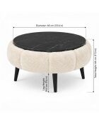 Papatya 60 Couchtisch aus cremefarbenem und schwarzem Marmor - 60x44 cm
