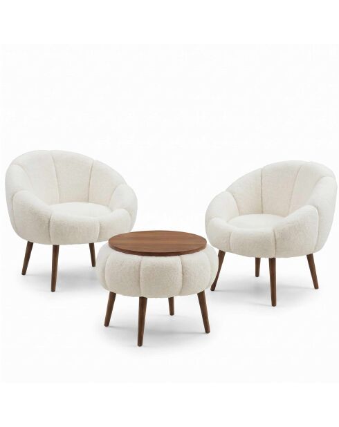 Lida Wellsoft witte set met vleugelstoelen en salontafel - 3 stuks