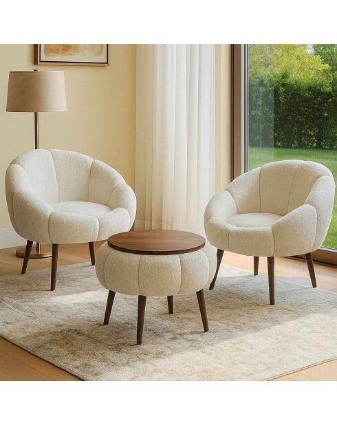 Lida Wellsoft witte set met vleugelstoelen en salontafel - 3 stuks