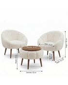 Lida Wellsoft witte set met vleugelstoelen en salontafel - 3 stuks