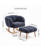 Set fauteuil en zitzakken Lotus antraciet - 70x94x42 cm/45x45 cm
