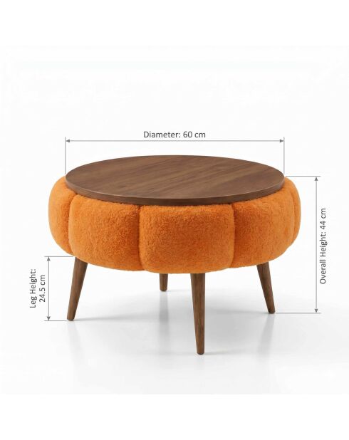 Papatya 60 salontafel in oranje/walnoot - 60x44 cm