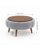 Papatya 60 Couchtisch in Grau/Nussbaum - 60x44 cm