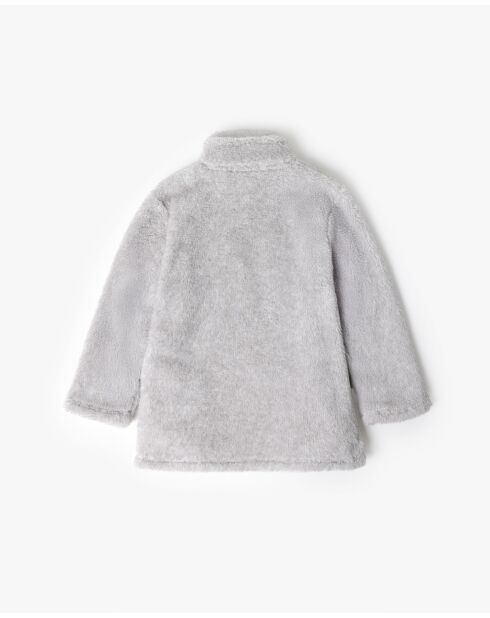 Peignoir chaud à manches longues , motif hibou gris chiné