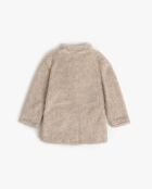 Accappatoio caldo a manica lunga con cerniera, motivo orsacchiotto beige
