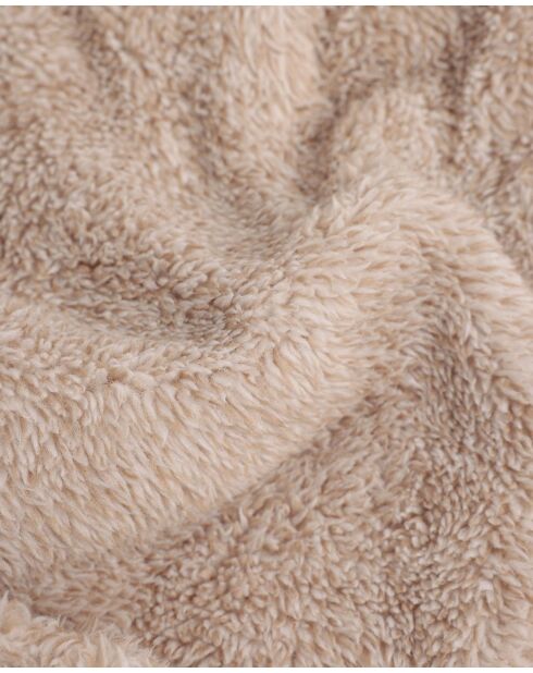 Peignoir chaud à manches longues avec fermeture éclair, motif ours en peluche beige