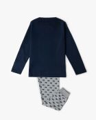 Pyjama met lange mouwen, college-stijl, marineblauw