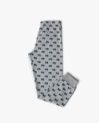 Pyjama met lange mouwen, college-stijl, marineblauw