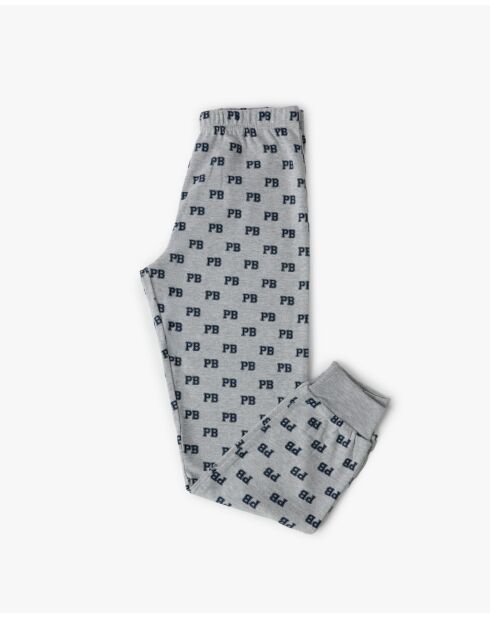 Pyjama met lange mouwen, college-stijl, marineblauw