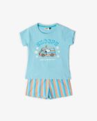 Snoopy Van blauwe pyjama met korte mouwen