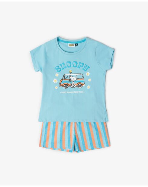 Snoopy Van blauwe pyjama met korte mouwen