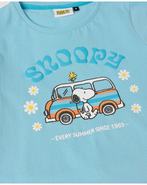 Snoopy Van blauwe pyjama met korte mouwen